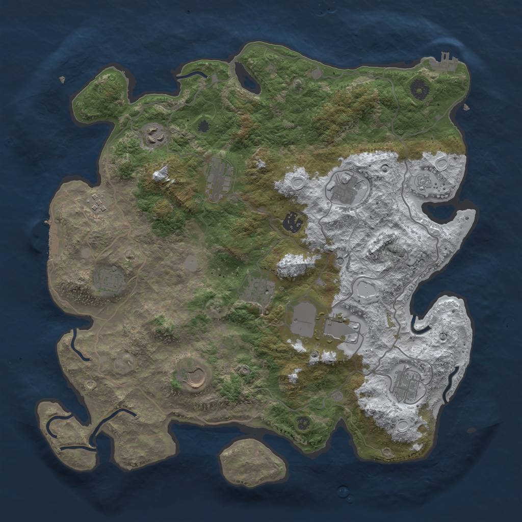 Rust Map: Procedural Map, Size: 4000, Seed: 2082988474, 19 Monuments