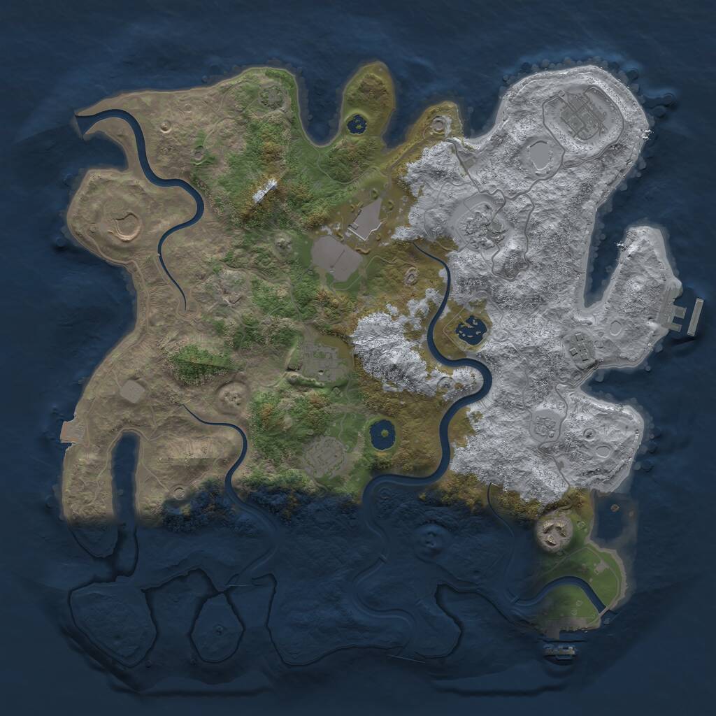 Rust Map: Procedural Map, Size: 3850, Seed: 988218736, 15 Monuments