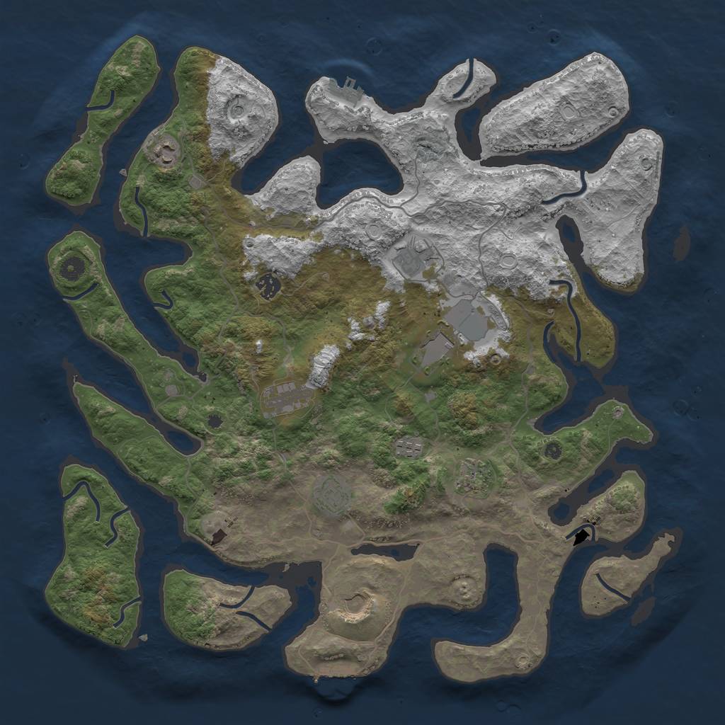 Rust Map: Procedural Map, Size: 4500, Seed: 1474457049, 17 Monuments