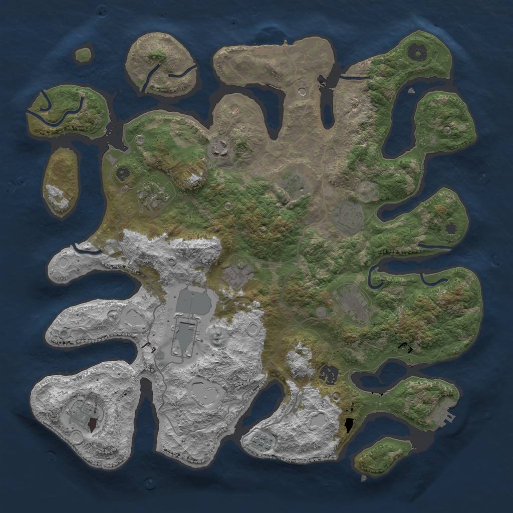 Rust Map: Procedural Map, Size: 4000, Seed: 569971414, 18 Monuments