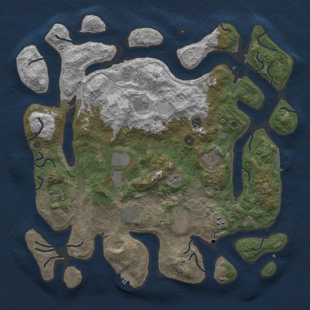 Rust Map: Procedural Map, Size: 4500, Seed: 2077783318, 18 Monuments