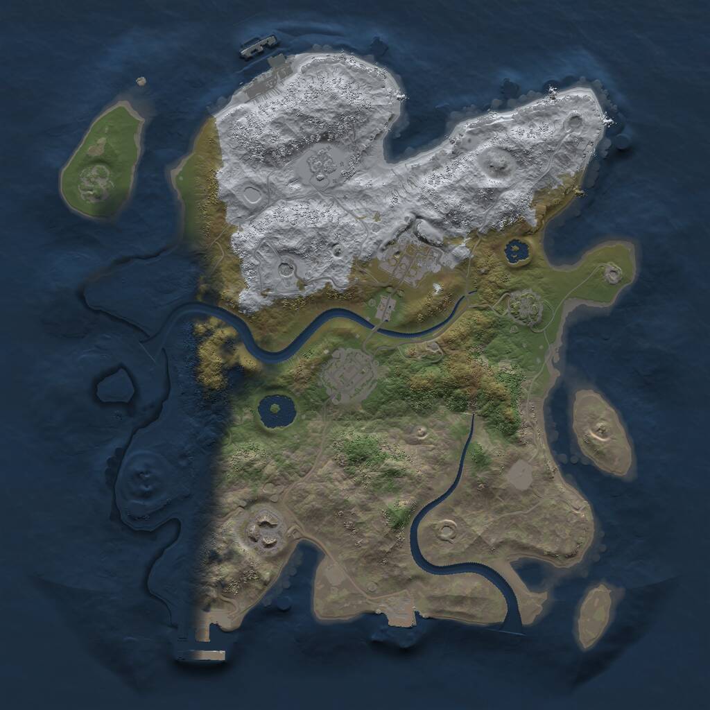 Rust Map: Procedural Map, Size: 3000, Seed: 2090456299, 9 Monuments