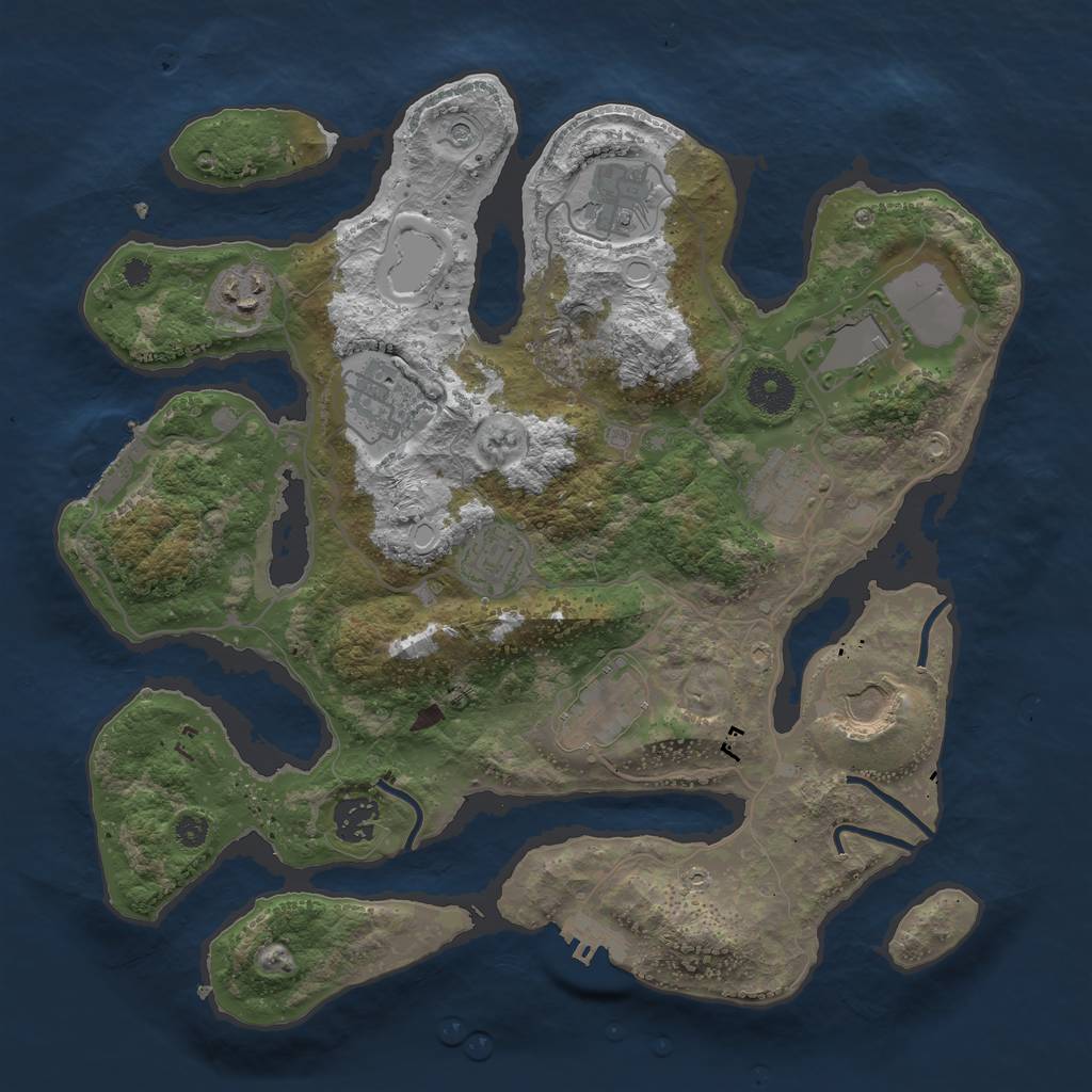 Rust Map: Procedural Map, Size: 3500, Seed: 132838839, 17 Monuments