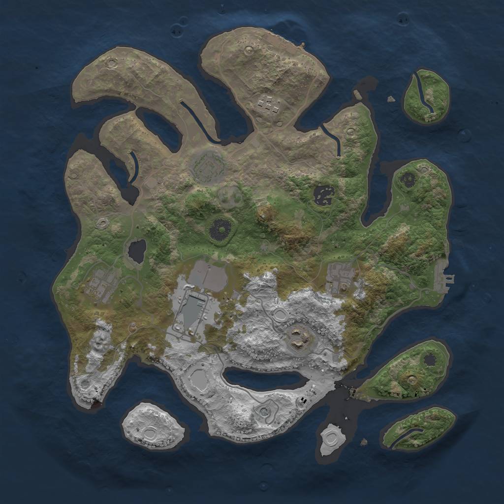 Rust Map: Procedural Map, Size: 3500, Seed: 64873, 15 Monuments