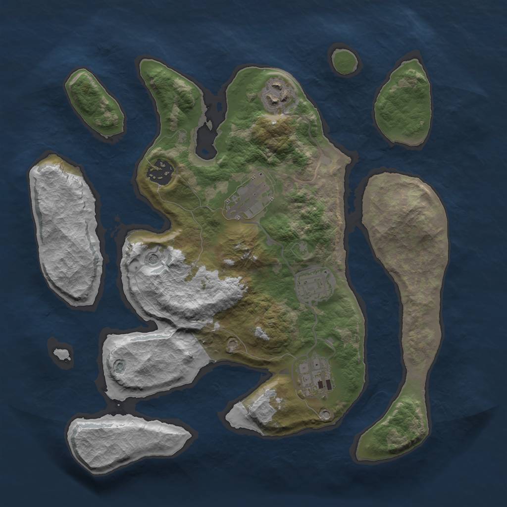 Rust Map: Barren, Size: 3000, Seed: 858360957, 8 Monuments