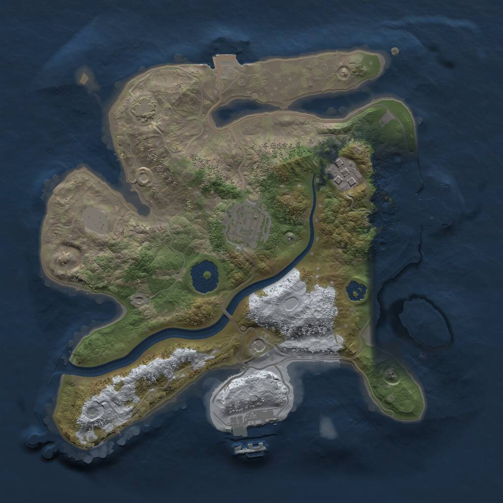 Rust Map: Procedural Map, Size: 2500, Seed: 712223, 7 Monuments