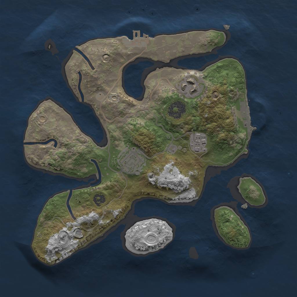 Rust Map: Procedural Map, Size: 2500, Seed: 712223, 10 Monuments