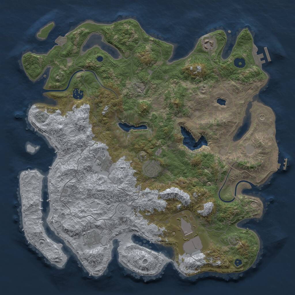 Rust Map: Procedural Map, Size: 4000, Seed: 1762050972, 13 Monuments