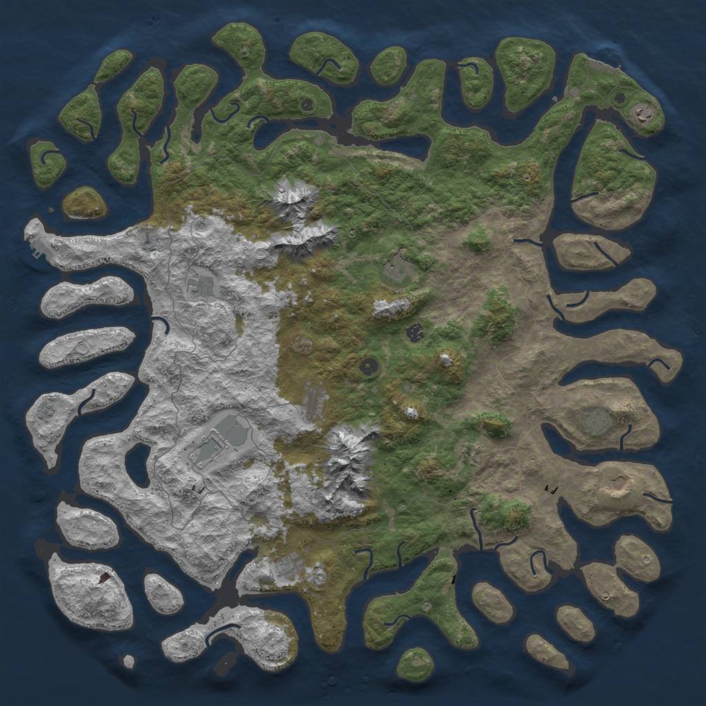 Rust Map: Procedural Map, Size: 6000, Seed: 255841, 19 Monuments