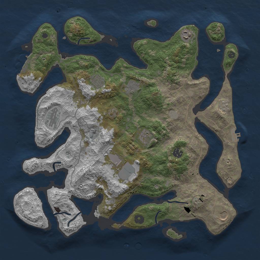 Rust Map: Procedural Map, Size: 4000, Seed: 36751263, 17 Monuments