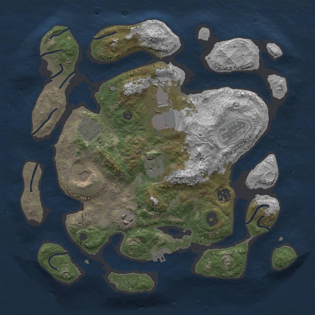 Rust Map: Procedural Map, Size: 3500, Seed: 1887450427, 13 Monuments