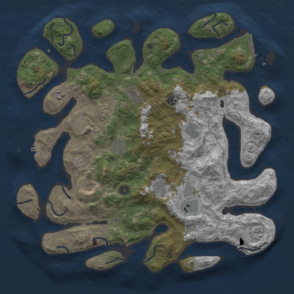 Rust Map: Procedural Map, Size: 4500, Seed: 551562007, 19 Monuments