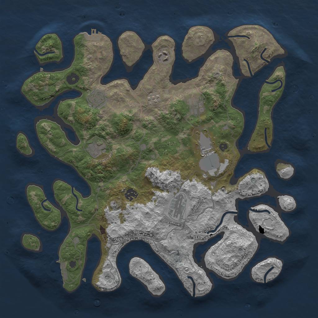 Rust Map: Procedural Map, Size: 4000, Seed: 445765332, 16 Monuments