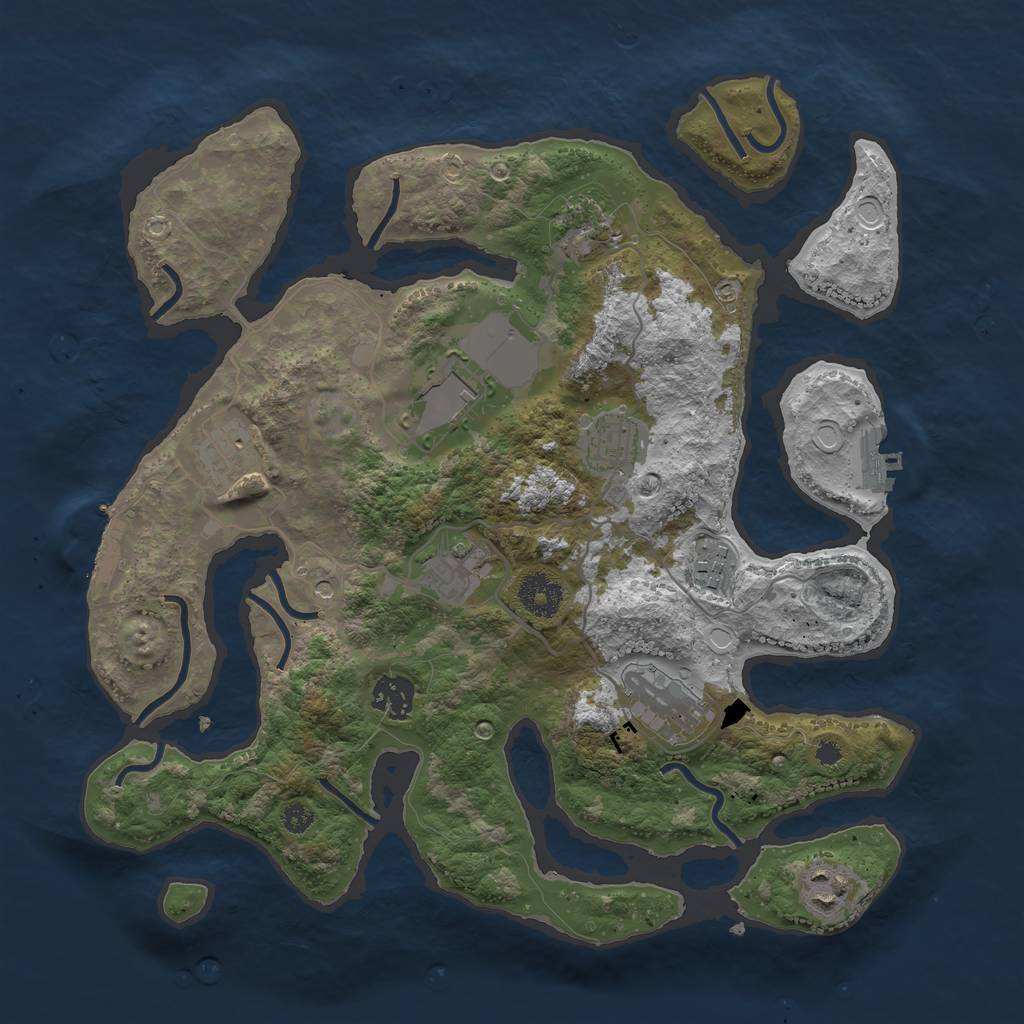 Rust Map: Procedural Map, Size: 3500, Seed: 744541674, 17 Monuments