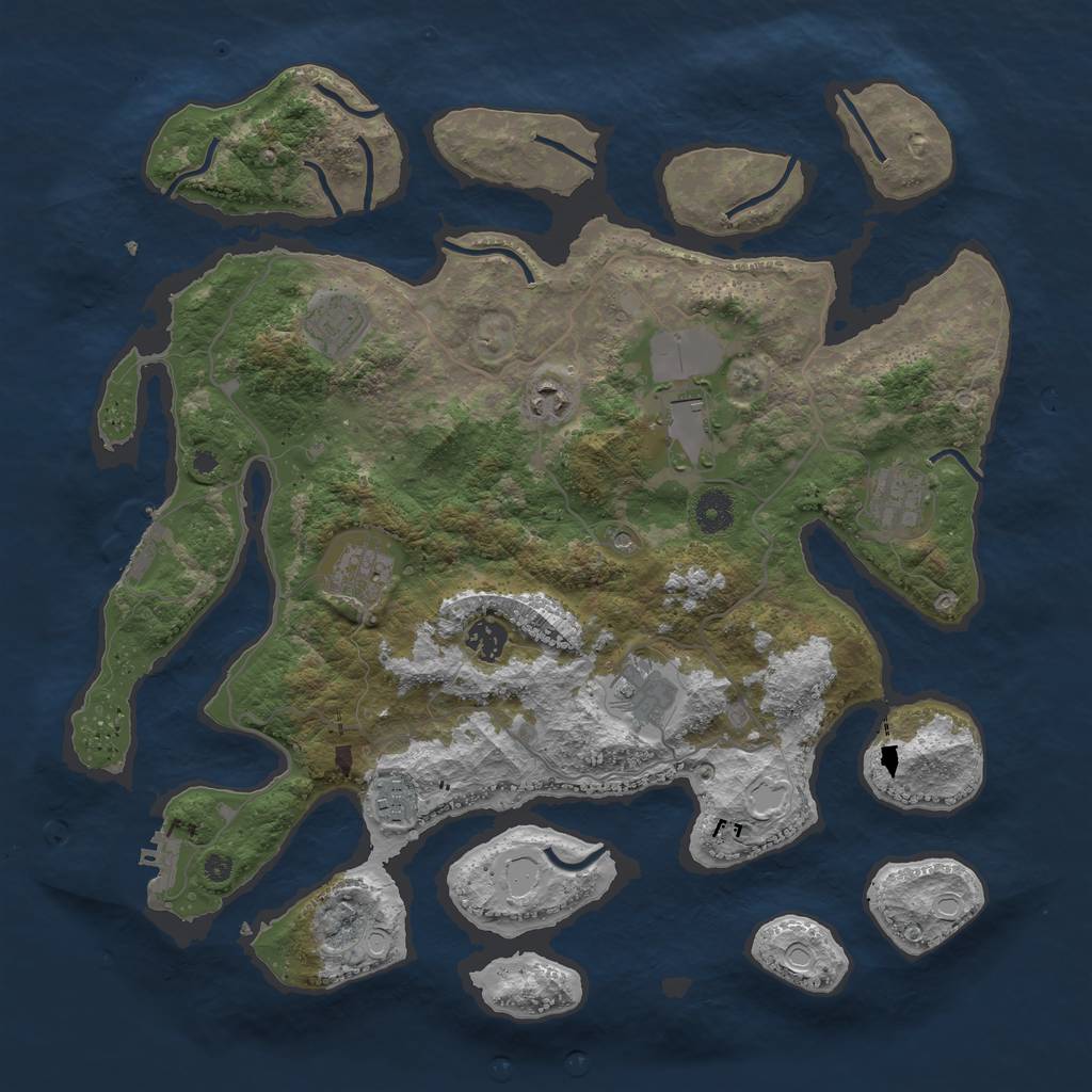 Rust Map: Procedural Map, Size: 4000, Seed: 64871, 16 Monuments