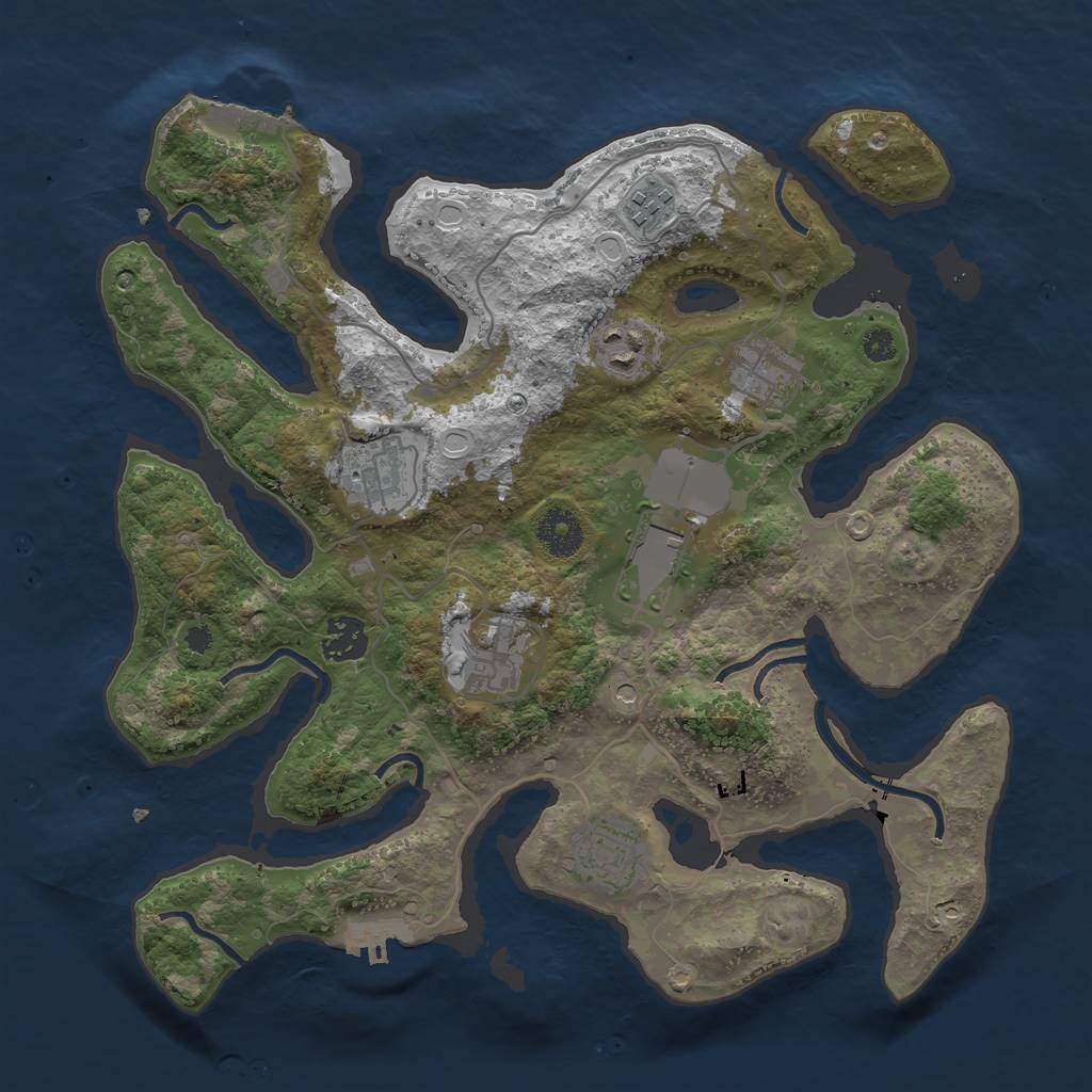 Rust Map: Procedural Map, Size: 3500, Seed: 592141196, 16 Monuments