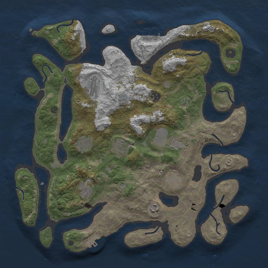 Rust Map: Procedural Map, Size: 4000, Seed: 1209220283, 17 Monuments