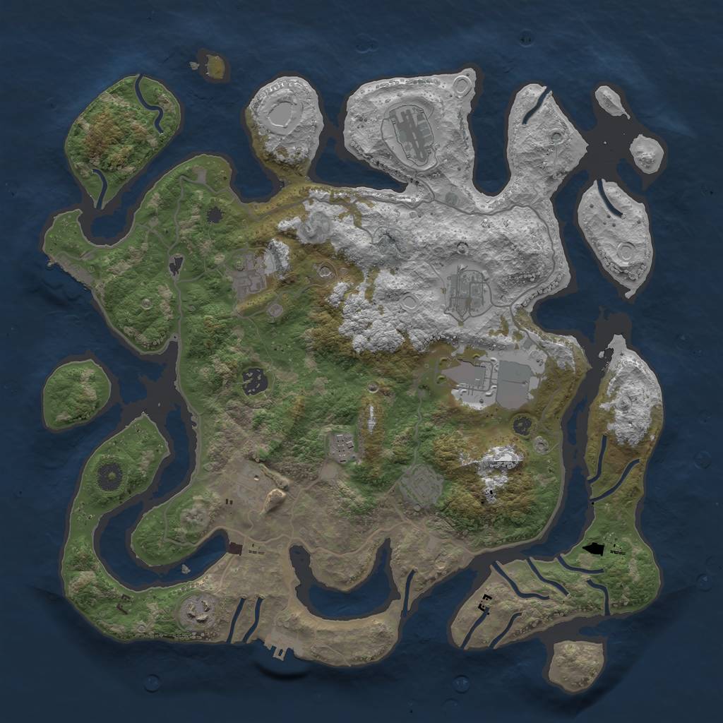 Rust Map: Procedural Map, Size: 4000, Seed: 533902873, 17 Monuments