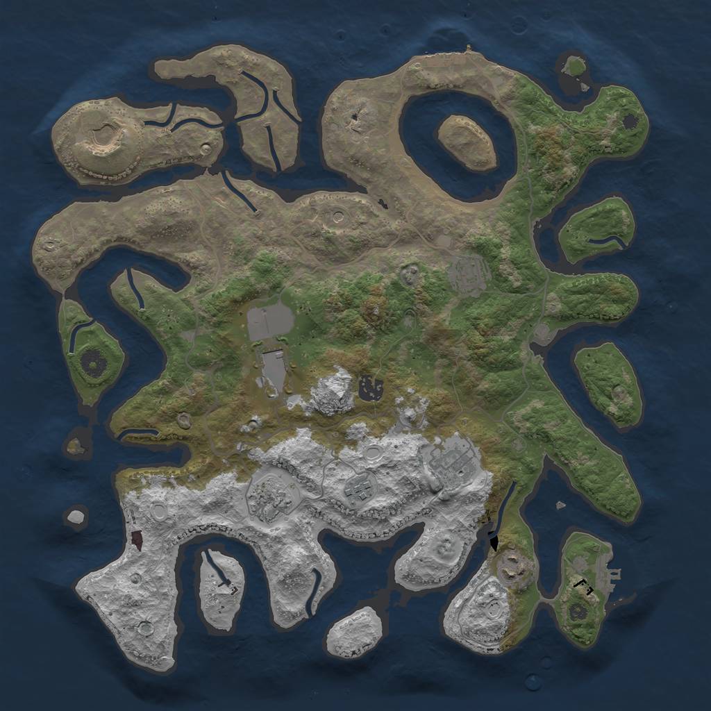 Rust Map: Procedural Map, Size: 4000, Seed: 1024354112, 16 Monuments