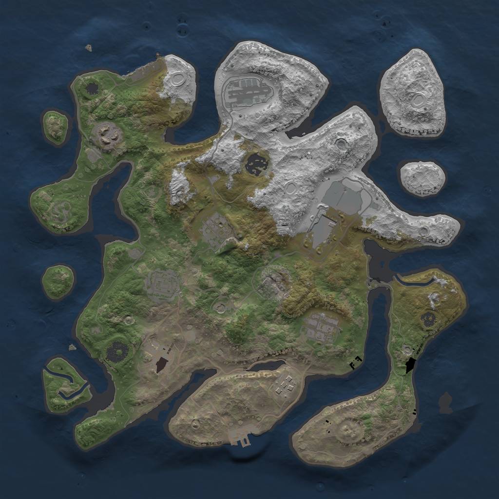 Rust Map: Procedural Map, Size: 3500, Seed: 1977623151, 17 Monuments