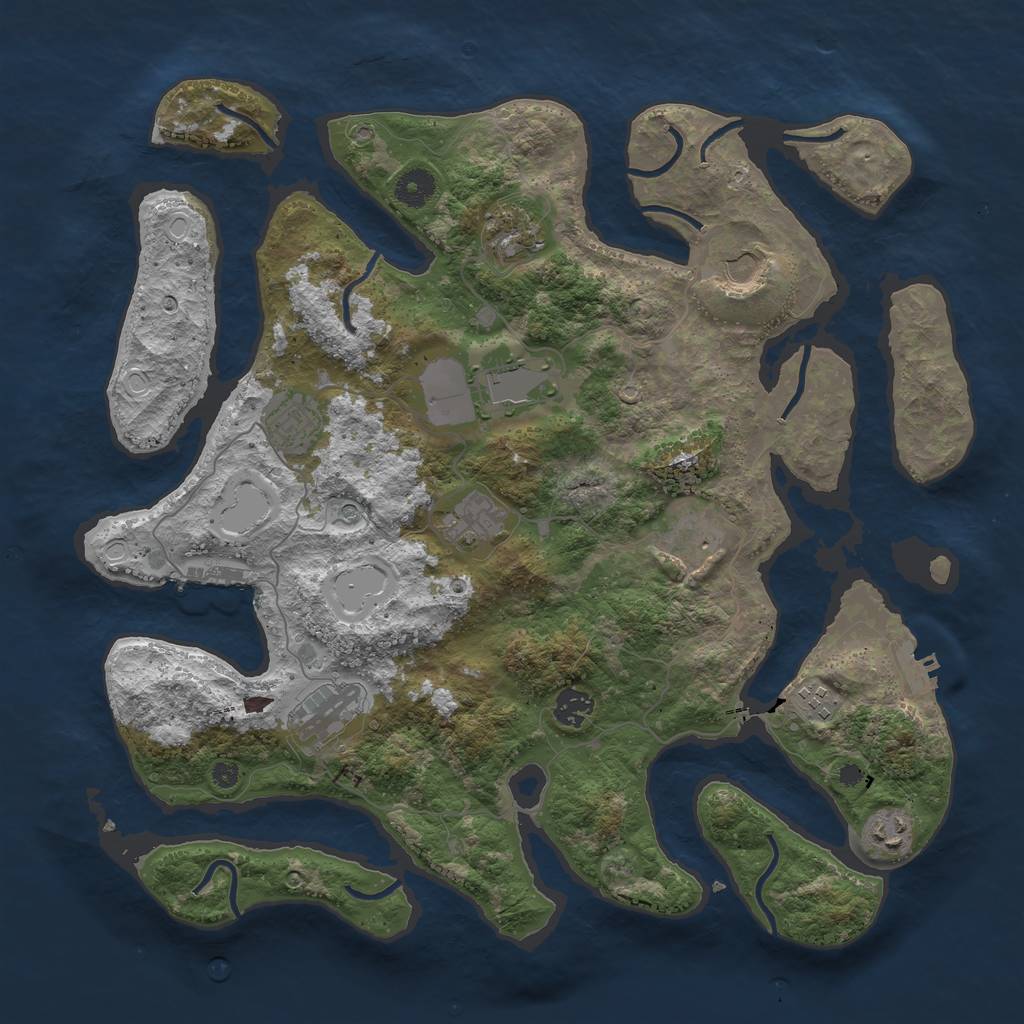 Rust Map: Procedural Map, Size: 3999, Seed: 3810, 18 Monuments