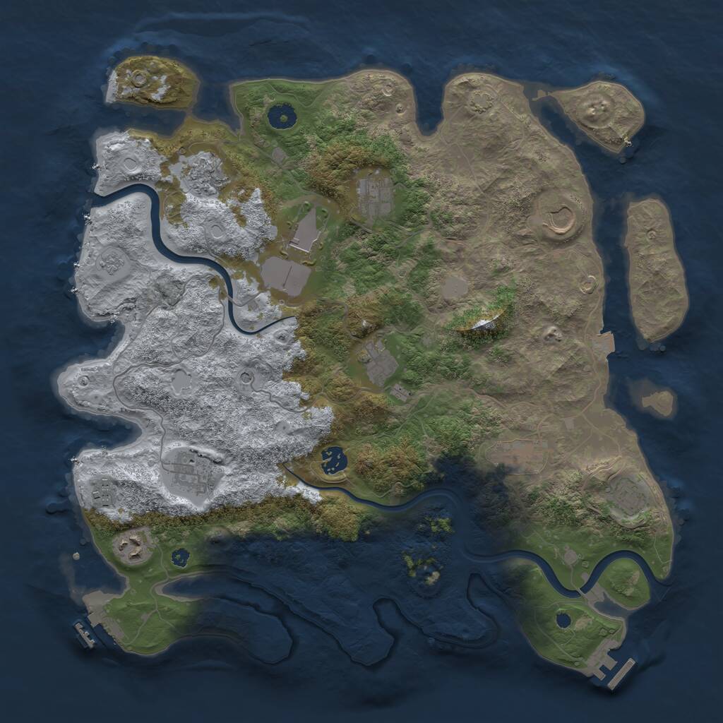 Rust Map: Procedural Map, Size: 3999, Seed: 3810, 17 Monuments