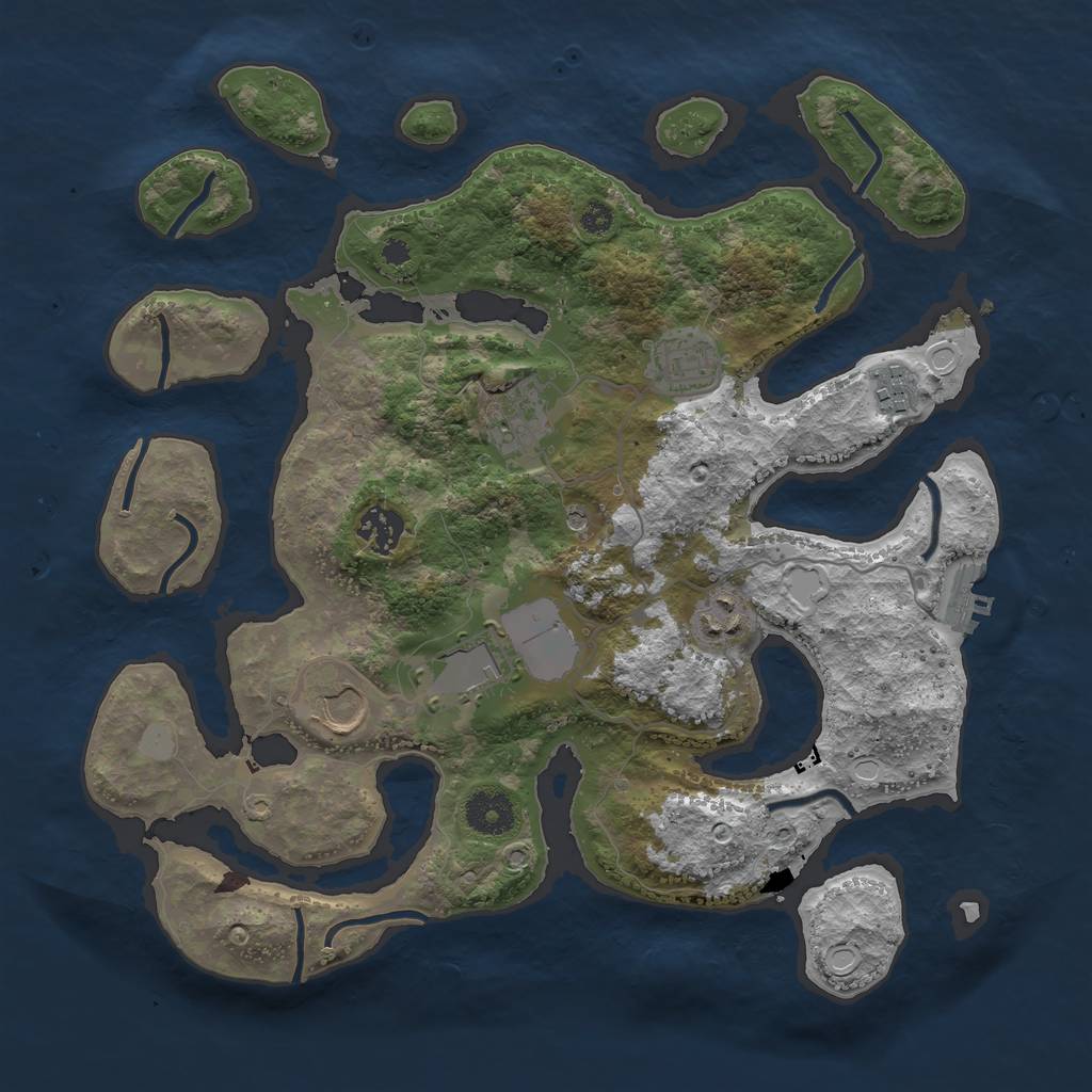 Rust Map: Procedural Map, Size: 3500, Seed: 2050, 14 Monuments