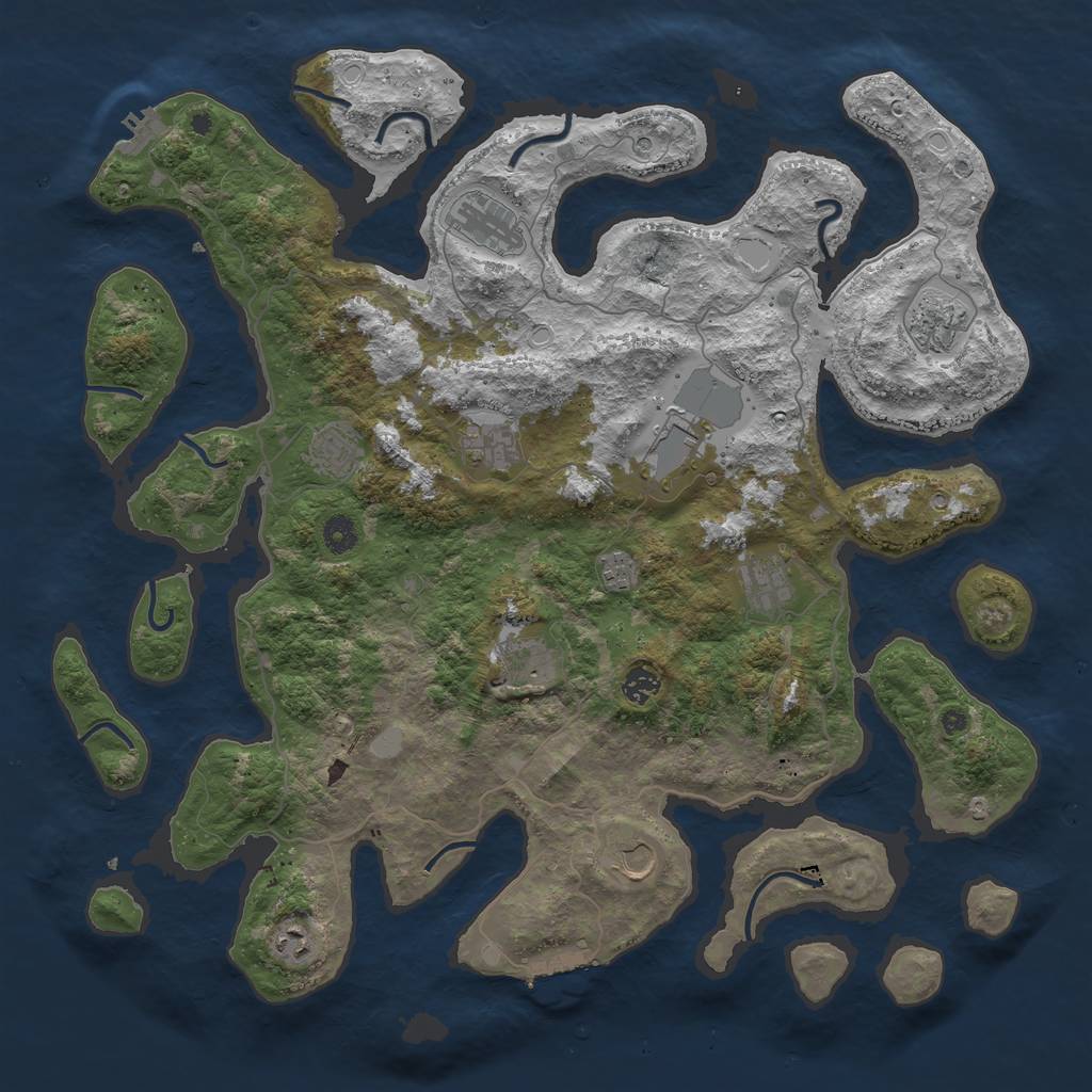 Rust Map: Procedural Map, Size: 4500, Seed: 60000558, 19 Monuments