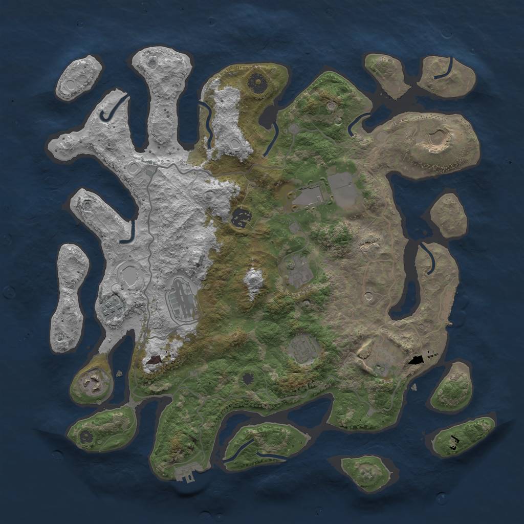 Rust Map: Procedural Map, Size: 4000, Seed: 657876, 17 Monuments