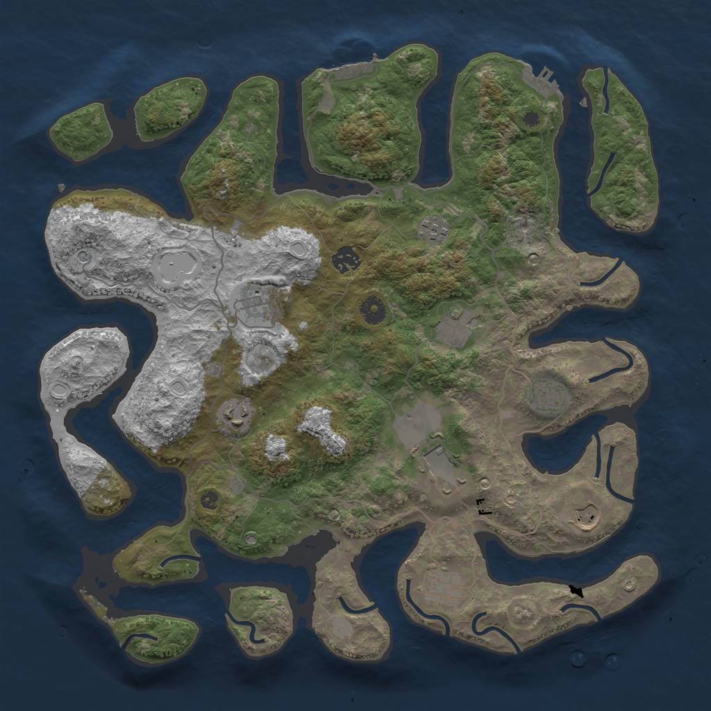 Rust Map: Procedural Map, Size: 4000, Seed: 313373, 17 Monuments