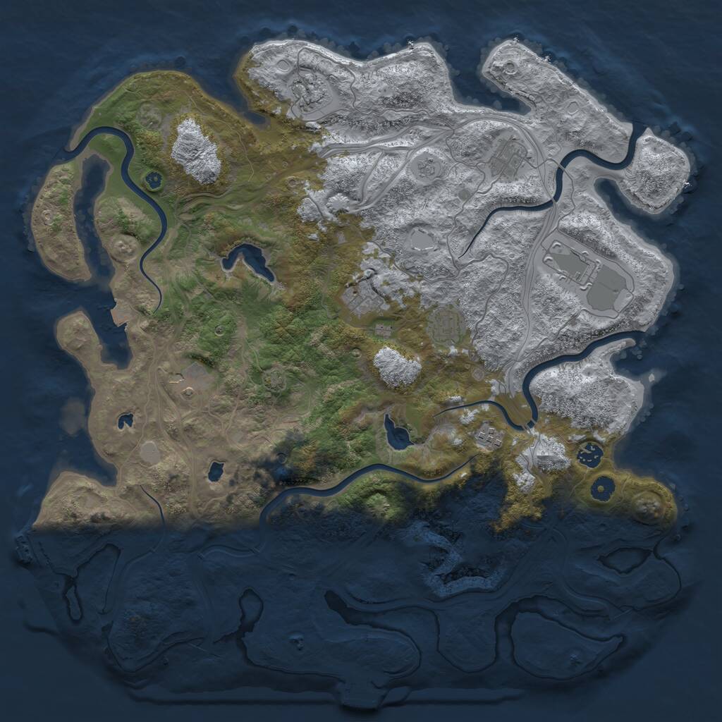 Rust Map: Procedural Map, Size: 4500, Seed: 1105968562, 14 Monuments
