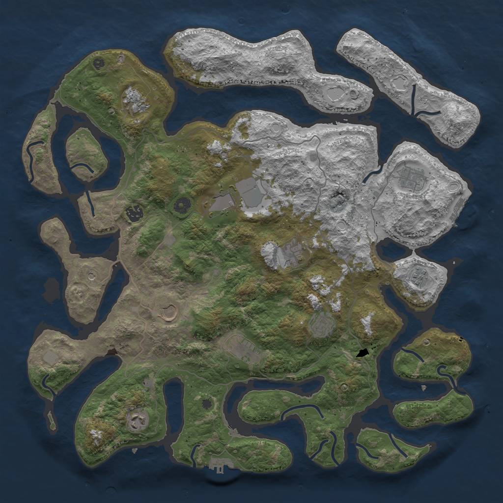 Rust Map: Procedural Map, Size: 4500, Seed: 1105968562, 18 Monuments