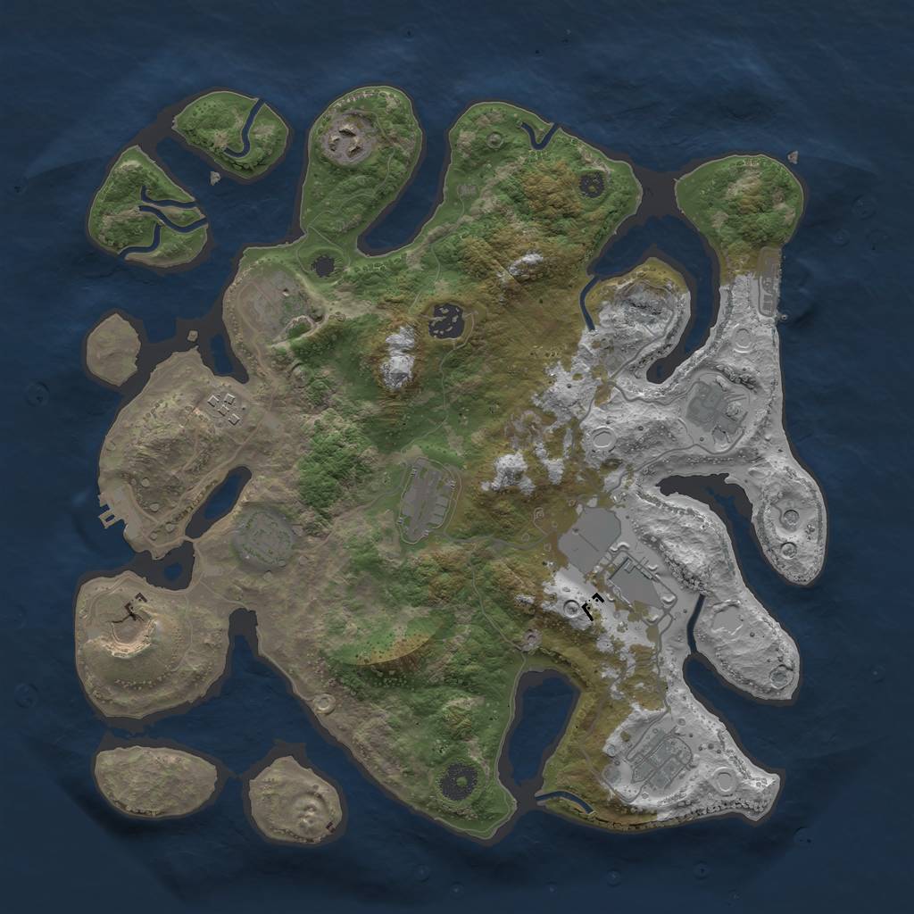 Rust Map: Procedural Map, Size: 3700, Seed: 1434275353, 18 Monuments