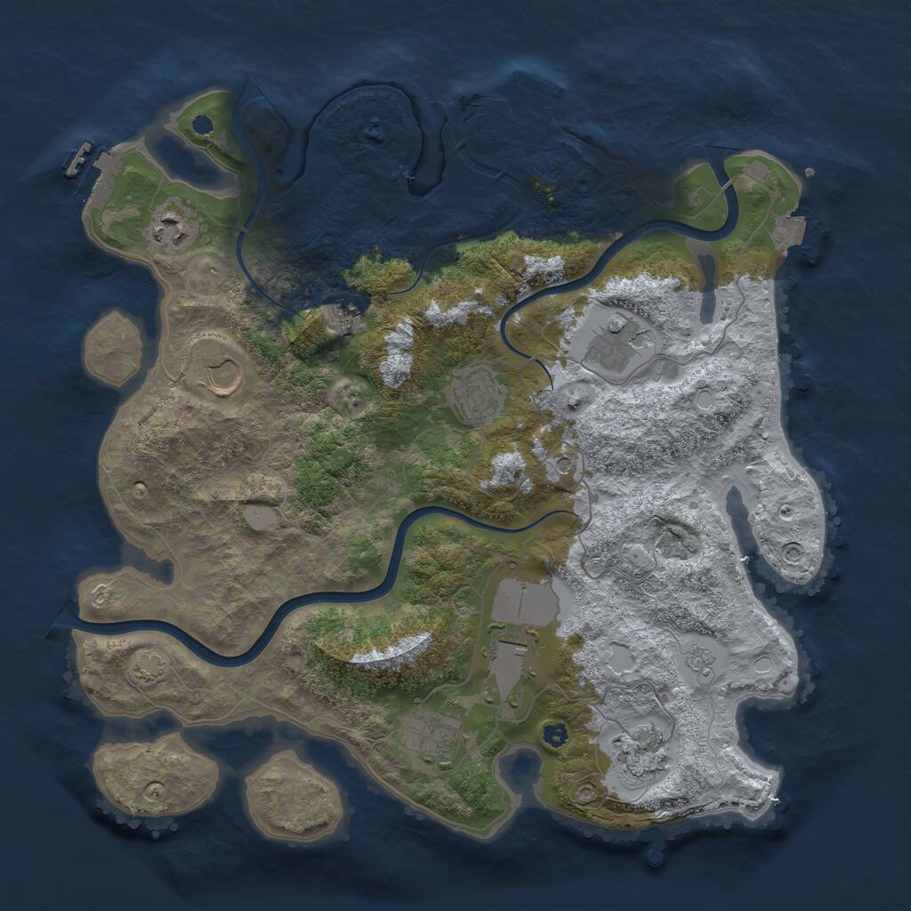 Rust Map: Procedural Map, Size: 3700, Seed: 1434275353, 14 Monuments