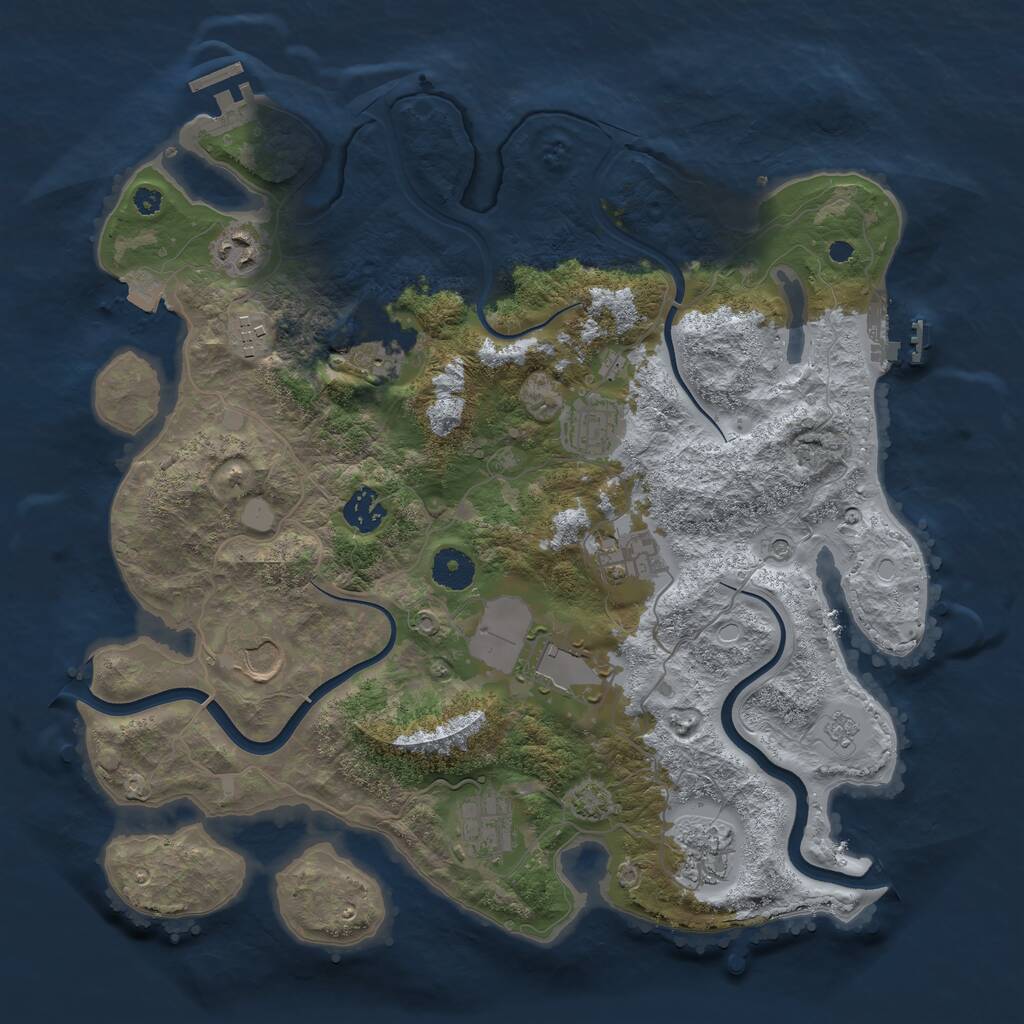 Rust Map: Procedural Map, Size: 3700, Seed: 1434275353, 16 Monuments