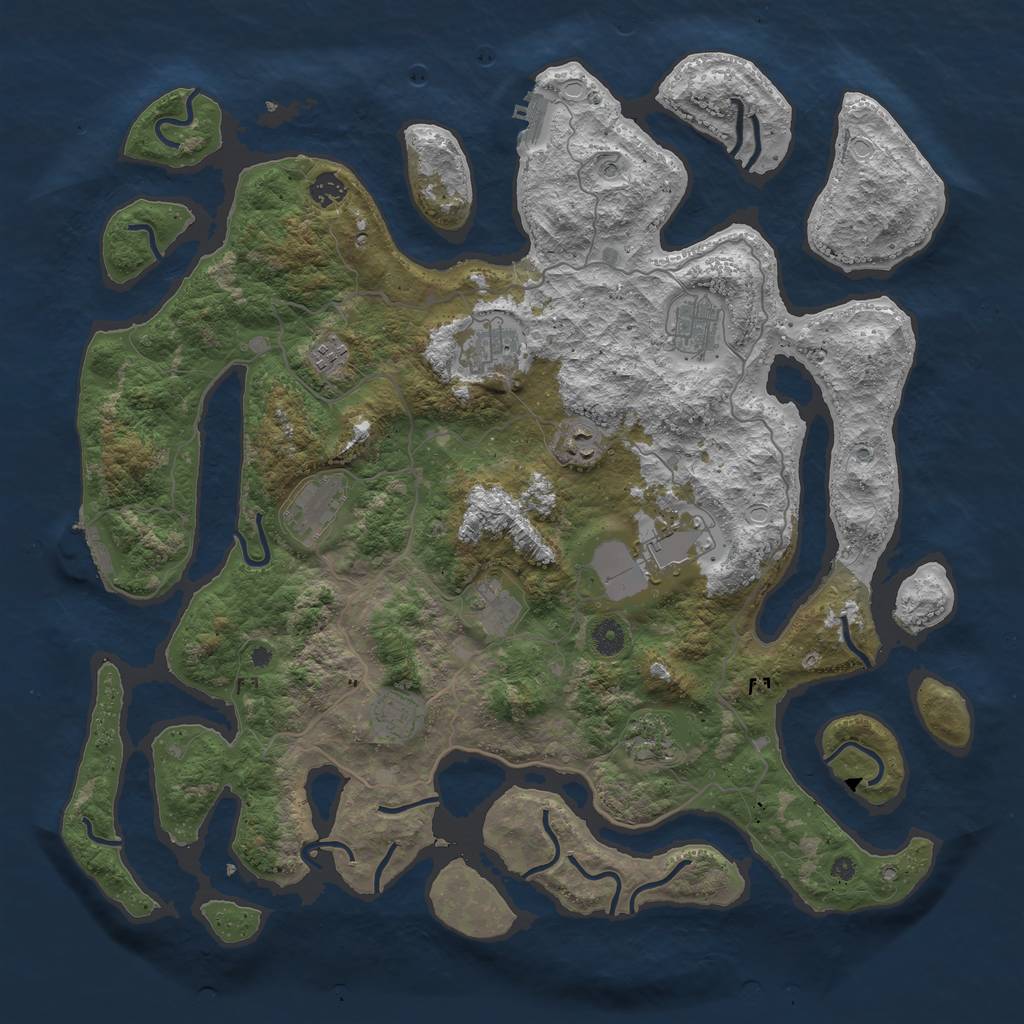 Rust Map: Procedural Map, Size: 4500, Seed: 469697529, 18 Monuments