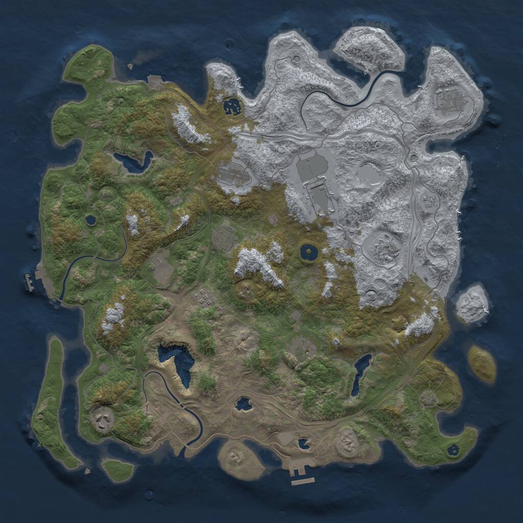 Rust Map: Procedural Map, Size: 4500, Seed: 469697529, 16 Monuments