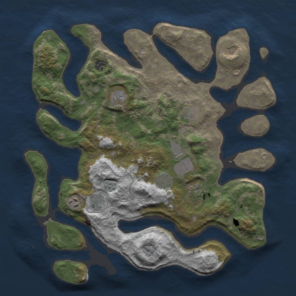 Rust Map: Barren, Size: 4000, Seed: 2046, 13 Monuments