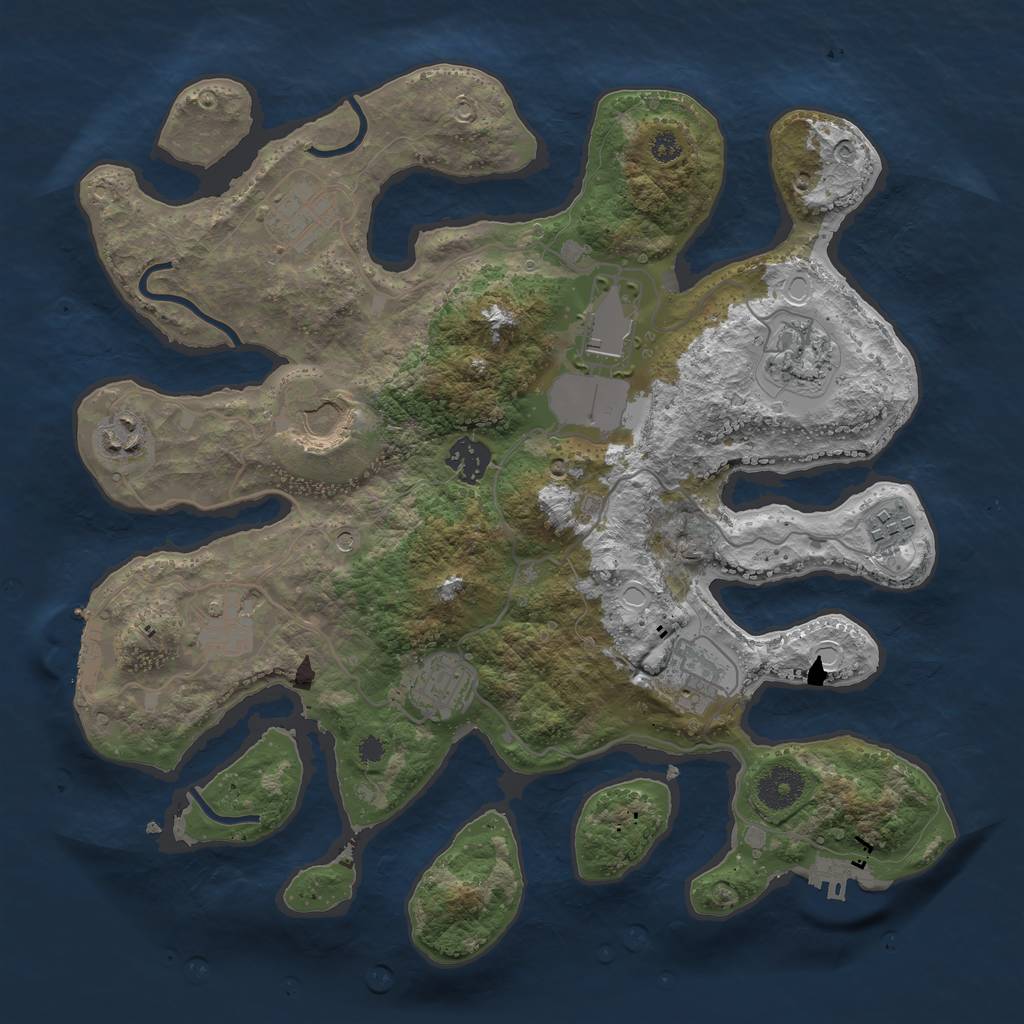 Rust Map: Procedural Map, Size: 3500, Seed: 830809956, 18 Monuments