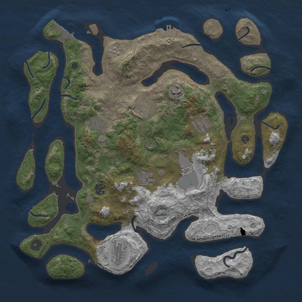 Rust Map: Procedural Map, Size: 4000, Seed: 1665514149, 17 Monuments