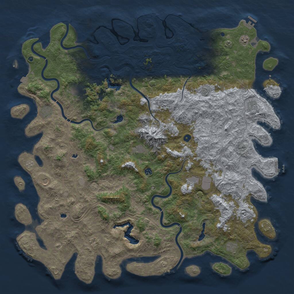 Rust Map: Procedural Map, Size: 6000, Seed: 85415858, 17 Monuments