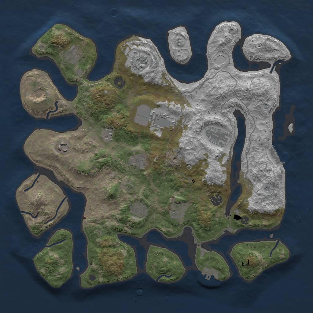 Rust Map: Procedural Map, Size: 4000, Seed: 628448928, 19 Monuments