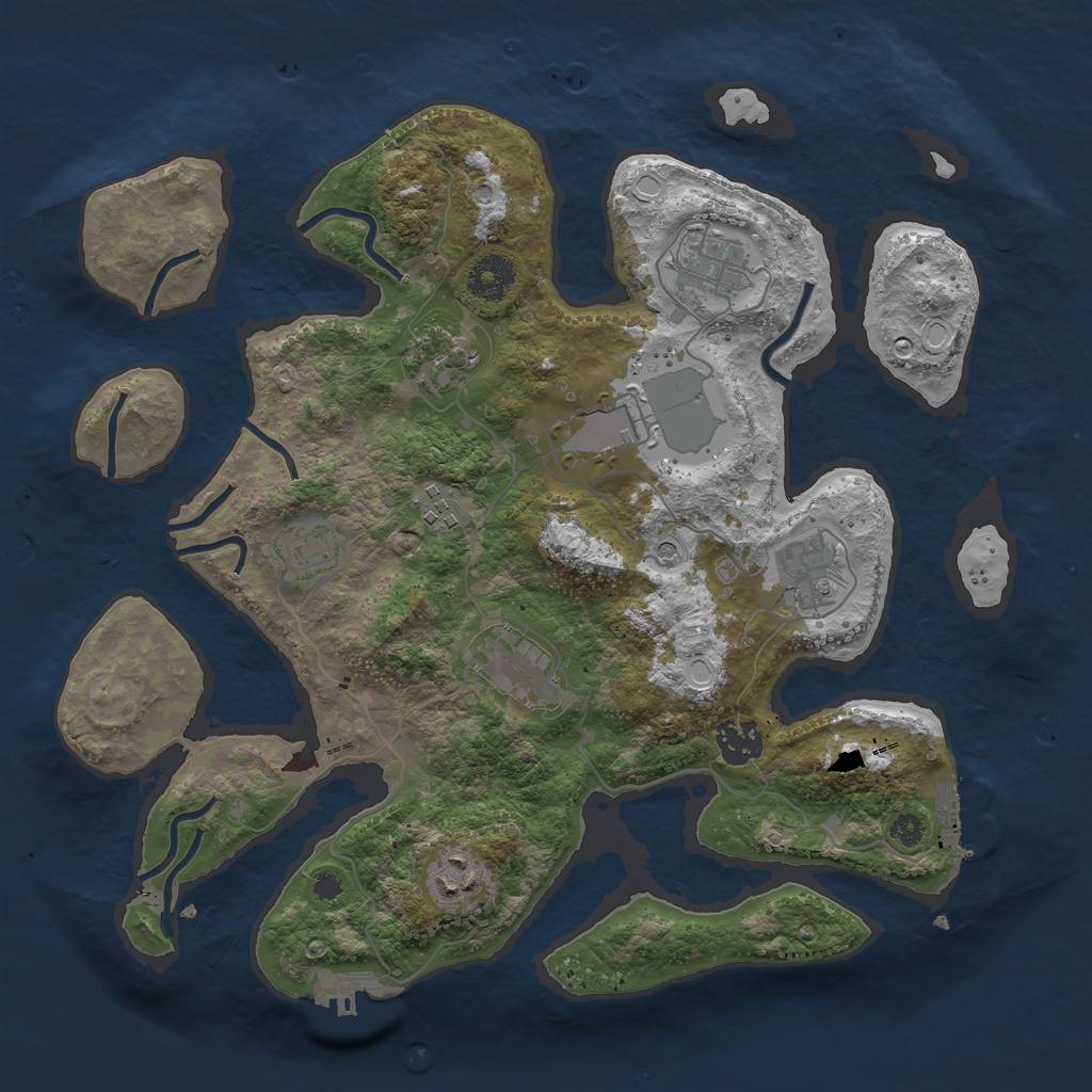 Rust Map: Procedural Map, Size: 3500, Seed: 572362463, 17 Monuments