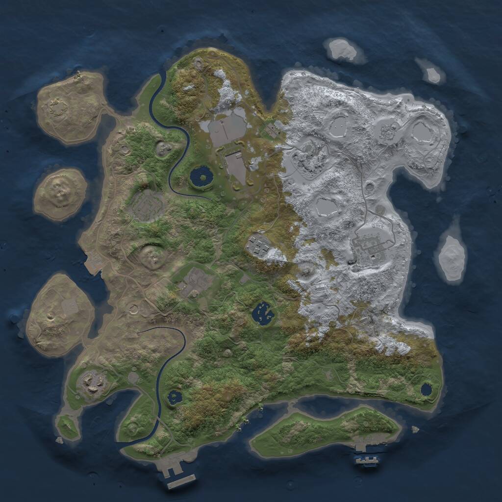 Rust Map: Procedural Map, Size: 3500, Seed: 572362463, 14 Monuments