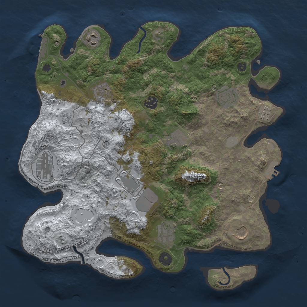 Rust Map: Procedural Map, Size: 3500, Seed: 1561668864, 19 Monuments