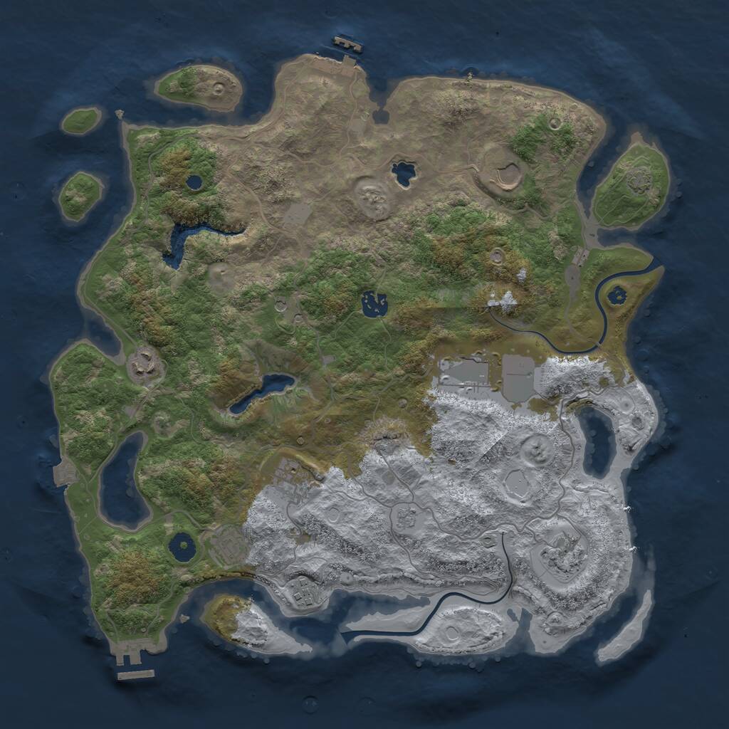 Rust Map: Procedural Map, Size: 4000, Seed: 40807, 14 Monuments