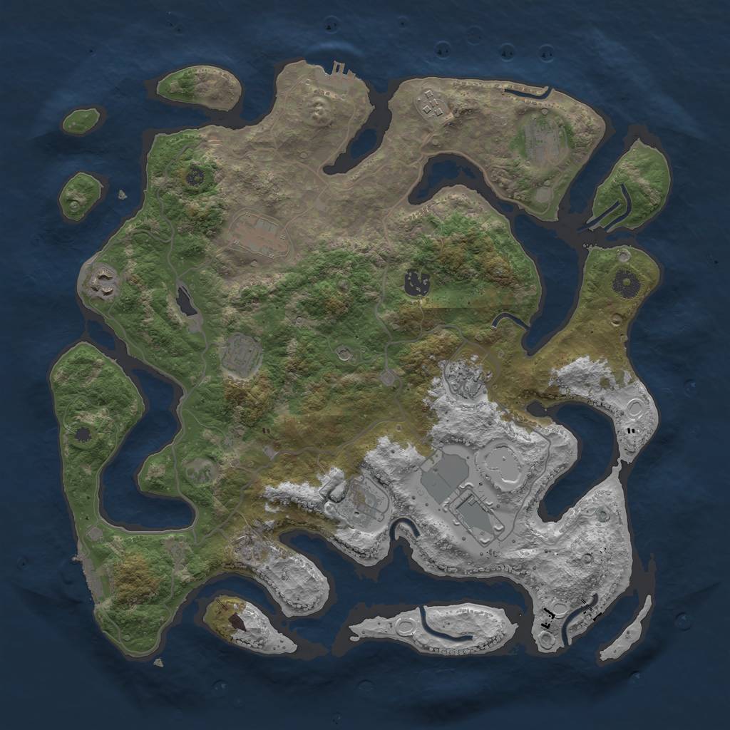 Rust Map: Procedural Map, Size: 4000, Seed: 40807, 17 Monuments