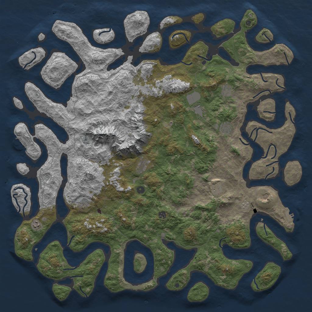 Rust Map: Procedural Map, Size: 6000, Seed: 164005507, 19 Monuments