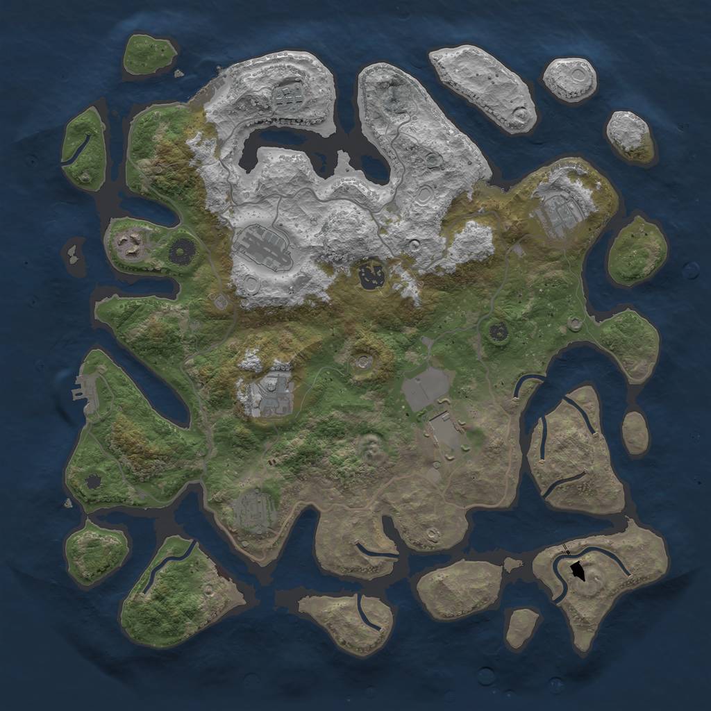 Rust Map: Procedural Map, Size: 4000, Seed: 697942021, 16 Monuments