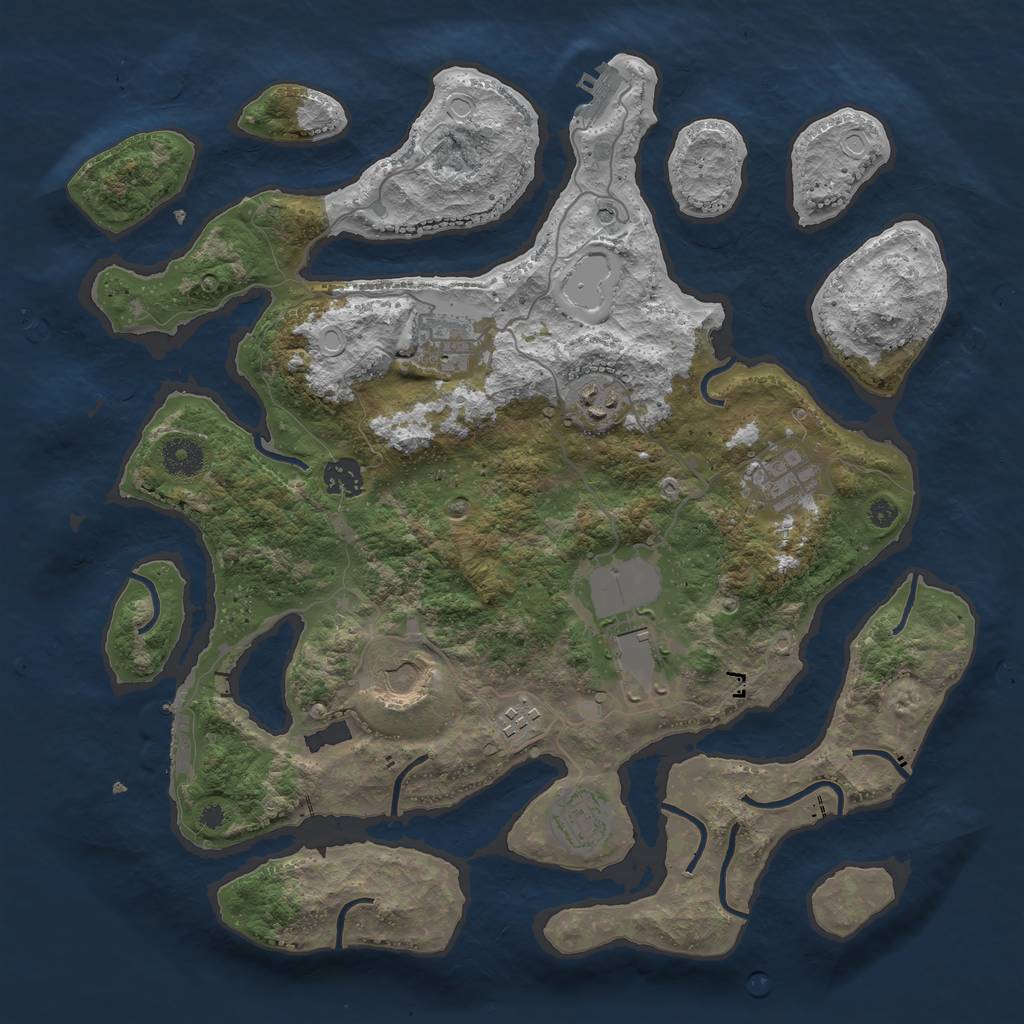 Rust Map: Procedural Map, Size: 3800, Seed: 6800, 16 Monuments